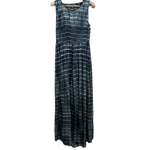 NEUW for Anthropologie Blue/Gray Shibori Cutout Maxi Dress Size Large - Picture 4 of 14